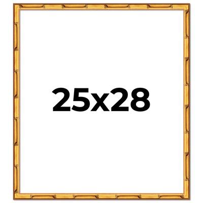 25x28 Frame Gold Bamboo Picture Frame Modern Photo Frame Includes UV Acrylic Shatter Guard Front Acid Free Foam Backing Board