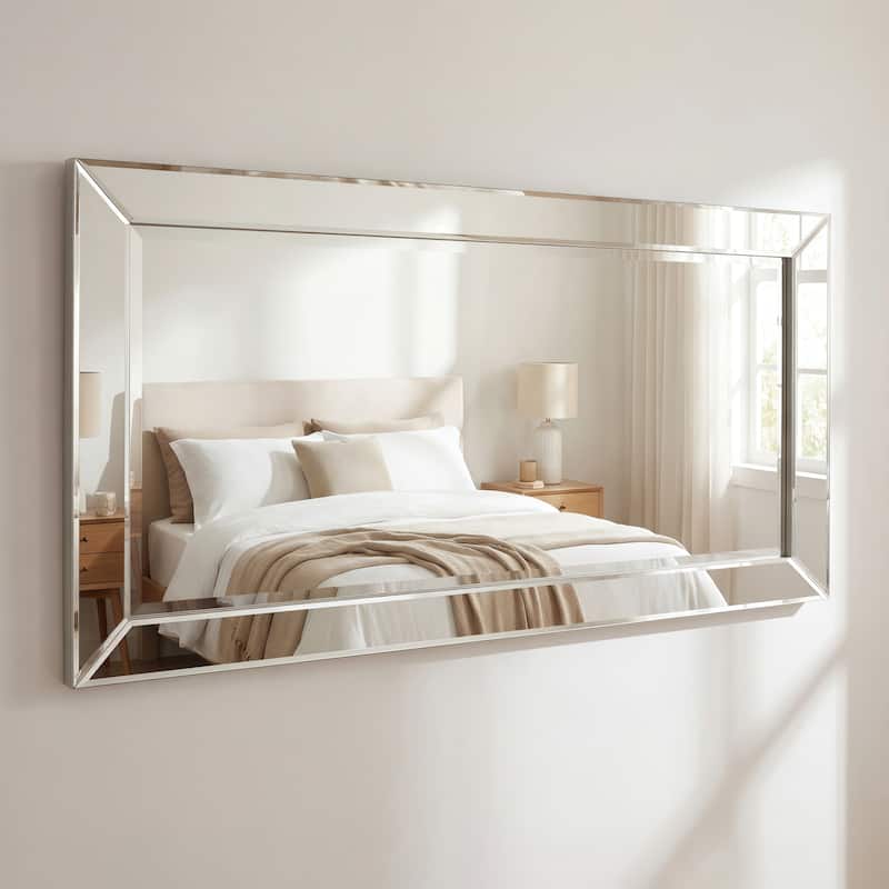 Beveled Rectangular Clear HD Wall Mounted Mirror for Bathroom, Vanity, Bedroom Mirrors, 3 sizes