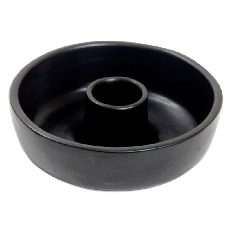 Novica Handmade Rinjani Black Ceramic Canape Dish