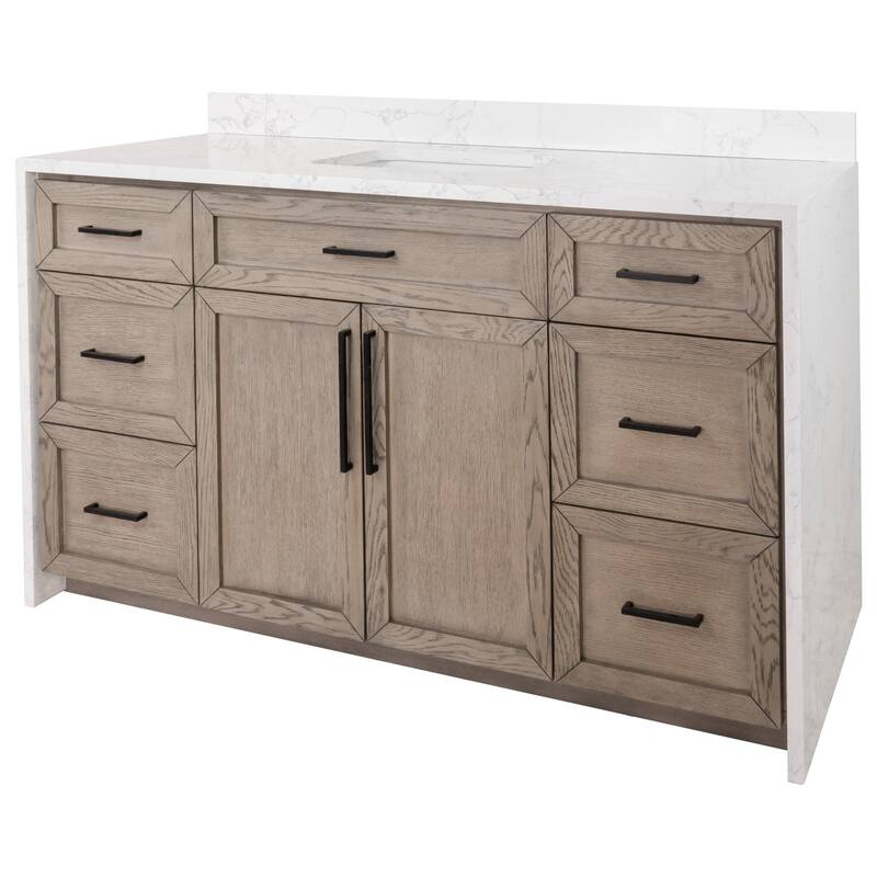 KitchenBathCollection Palisade 60" Single Waterfall Vanity with Engineered Marble Top