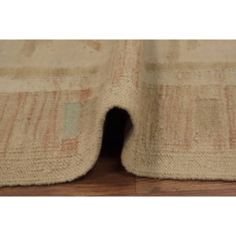 Hand Woven Oriental 100% Wool Carpet Southwestern Tribal Beige & Ivories Kilim Area Rug - 5' 10'' X 4' 2''