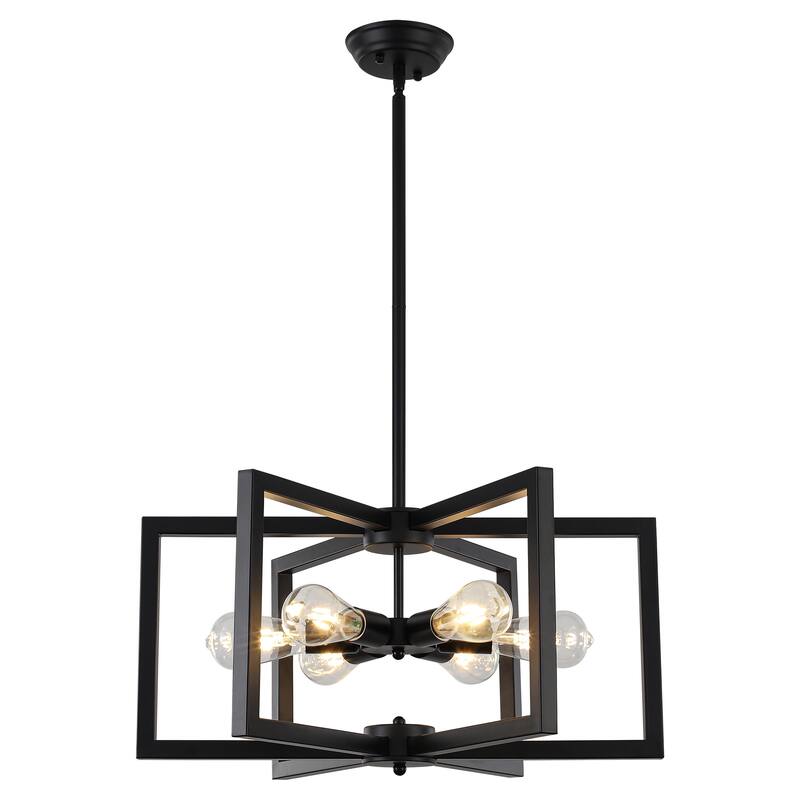 6 Light Simple Modern Chandelier Adjustable Height Light Bulb Not Included