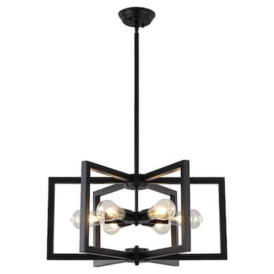6 Light Simple Modern Chandelier Adjustable Height Light Bulb Not Included