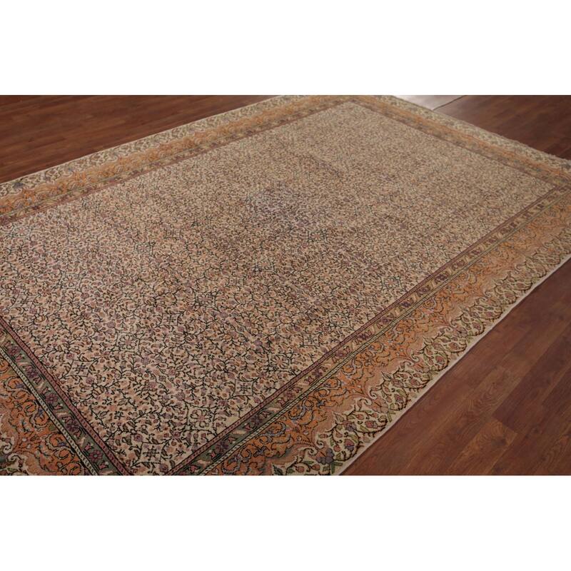 Anatolian Turkish Vintage Rug Hand-Knotted Oriental Wool Carpet - 6'6" X 9'7"