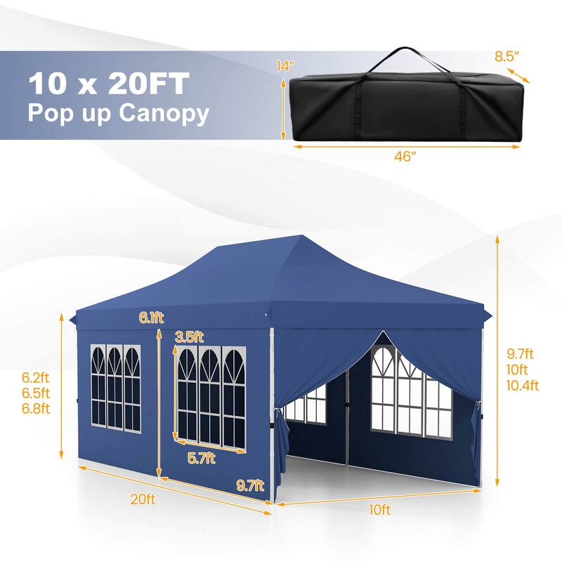 Costway 10 x 20FT Pop up Canopy Outdoor Canopy Tent with 6 Sidewalls - See Details