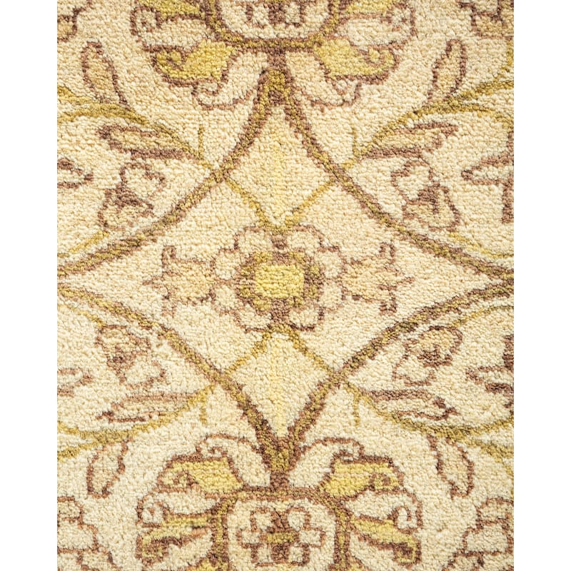 Overton Hand Knotted Wool Traditional Oriental Green Area Rug - 9' x 12'