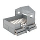 preview thumbnail 5 of 5, Full Size House Low Loft Bed with Four Storage Drawers, Sturdy Pine Wood Frame, Fun Design for Kids' Rooms and Play Areas