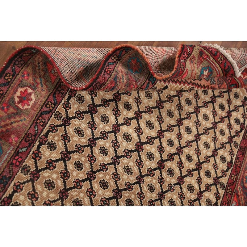 Geometric Koliaei Persian Vintage Runner Rug Handmade Wool Carpet - 3'6" x 9'9"