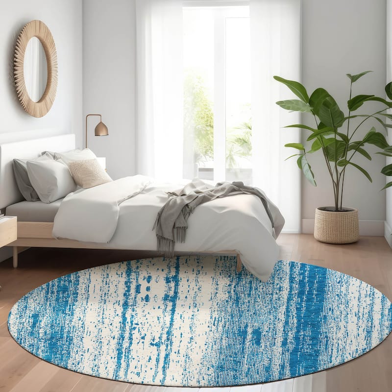 Premium Washable Super Soft Transitional Ombre Mayfield Rug - Navy - 8' x 8'