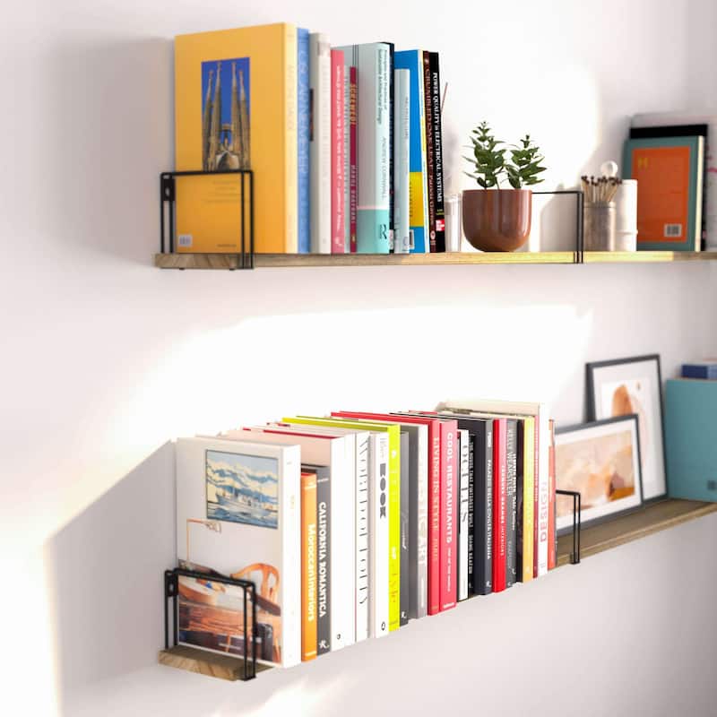 Wallniture Avila 60 inch Floating Shelf, Hanging Book Shelves for Wall, Kitchen Shelves Wall Mounted, Book Shelf