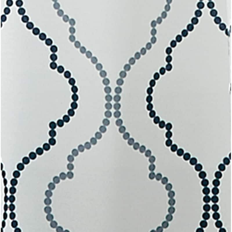 Coco Ogee Print Hourglass Embroidery Sheer Rod Pocket Curtain Panel