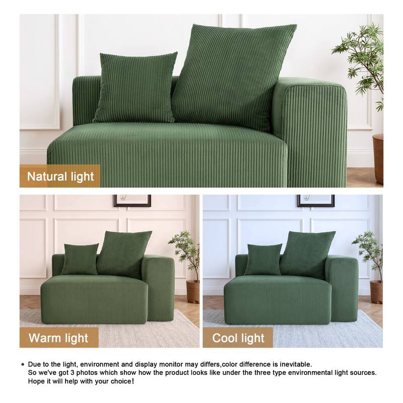 Corduroy Upholstered Modular Sectional Sofa with Ottoman