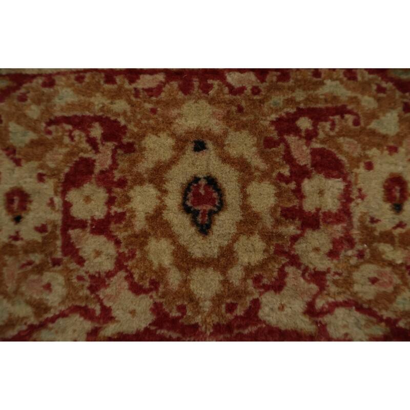 Hand Knotted Oriental 100% Wool Carpet Traditional Floral Oranges & Rust Qum Area Rug - 9' 5'' X 6' 1''