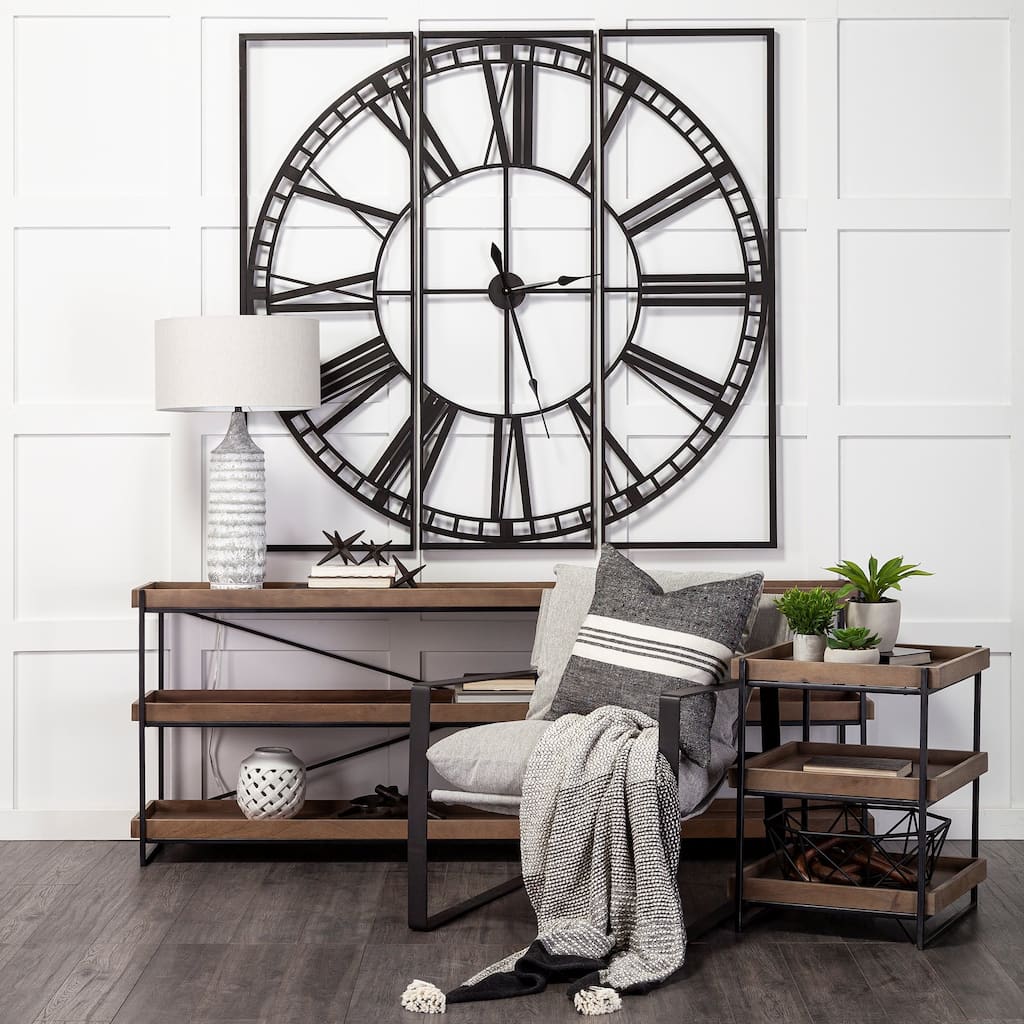 Norwood Black Metal 60" Square Wall Clock - 60"W x 2"D x 60"H