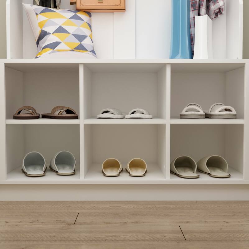 Entryway Hall Tree Storage Bench Wooden Coat Rack Bench with Hook