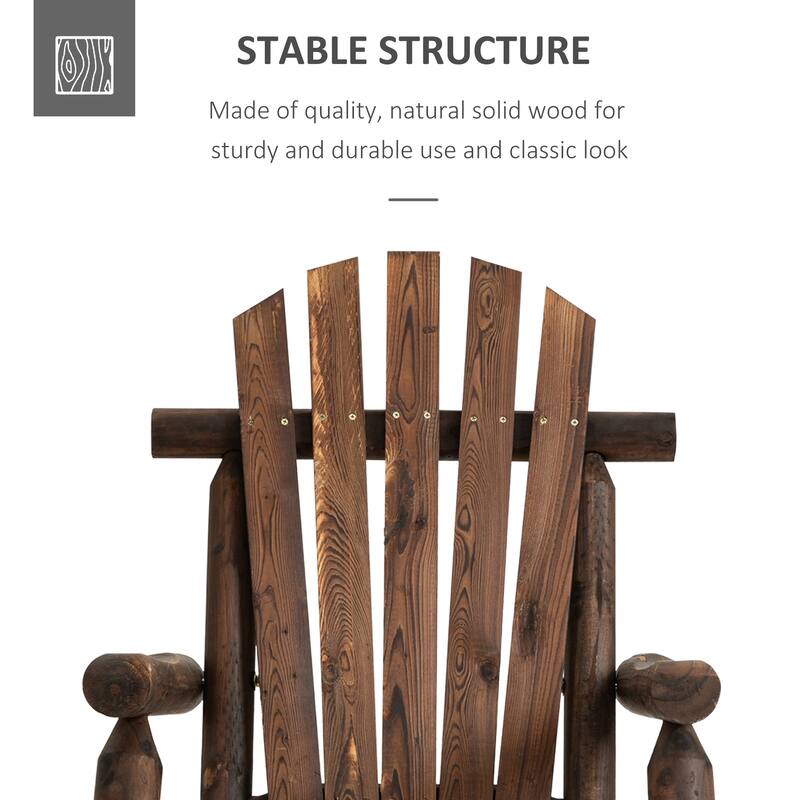 Outsuuny Adirondack Rocking Chair with Slatted Design and Oversize Back for Porch, Poolside, or Garden Lounging