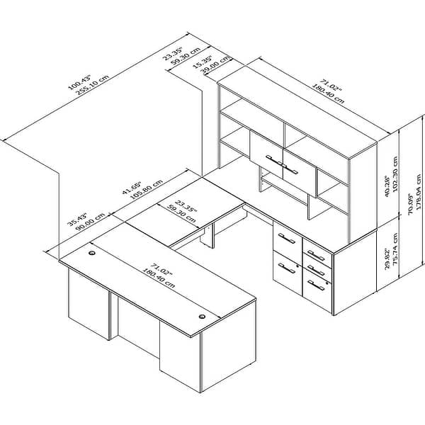 Office 500 72W U Shaped Desk with Hutch by Bush Business Furniture