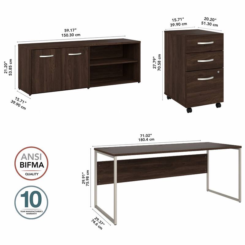 Hybrid 72W Computer Desk with Storage Set by Bush Business Furniture