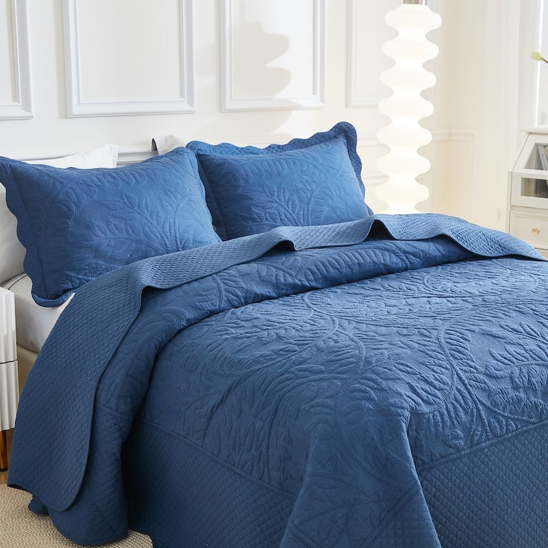 MarCielo 3 Piece Cotton Oversized Bedspread Quilt Set Tmonica