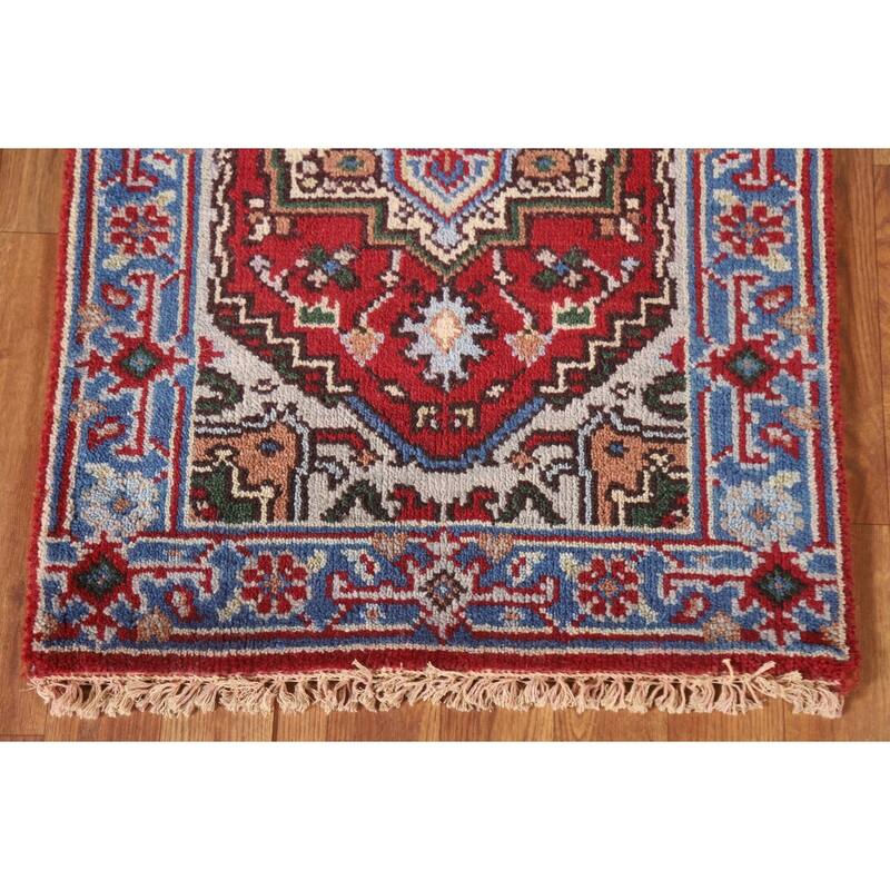 Red Traditional Heriz Serapi Foyer Area Rug Hand-knotted Wool Carpet - 2'0"x 3'0"