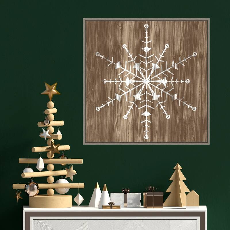 Barnwood Wonderland II Snowflake by June Erica Vess Framed Canvas Wall Art
