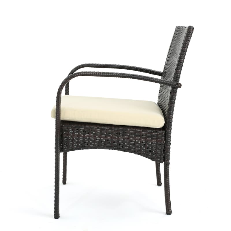 Ridley Outdoor 3-piece Wicker Bistro Set with Cushions by Christopher Knight Home - N/A