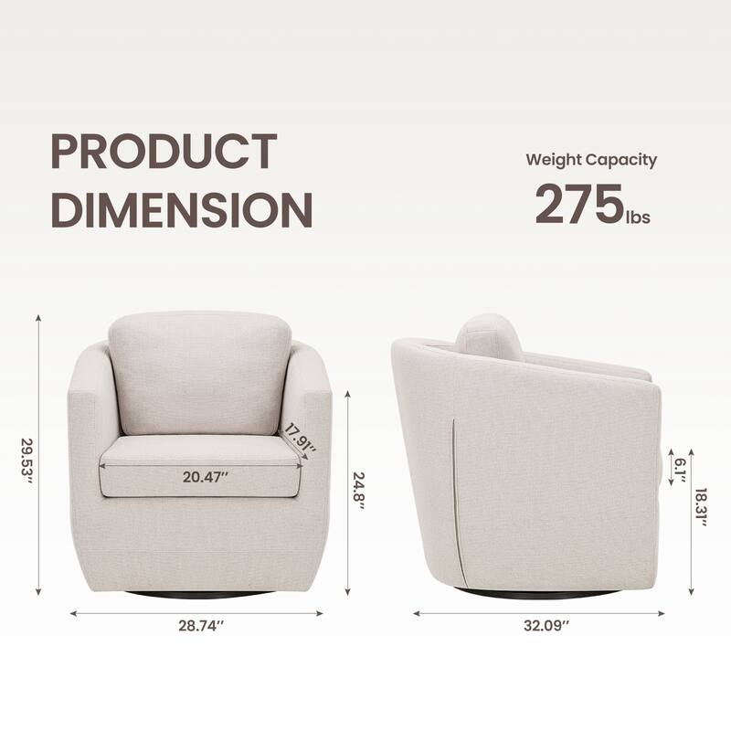 Velvet Barrel Swivel Chair - Round Bouclé Accent with Brass Base, Ready-to-Use for Living Rooms & Reading Corners