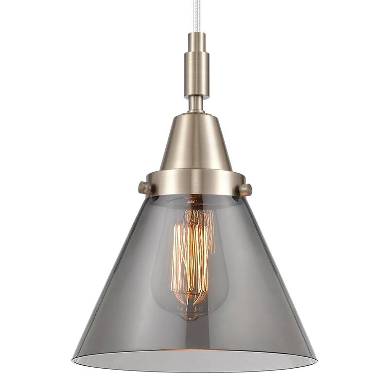 Innovations Lighting 447-1P-G43 Cone 8" Wide Mini Pendant with Light - Brushed Satin Nickel