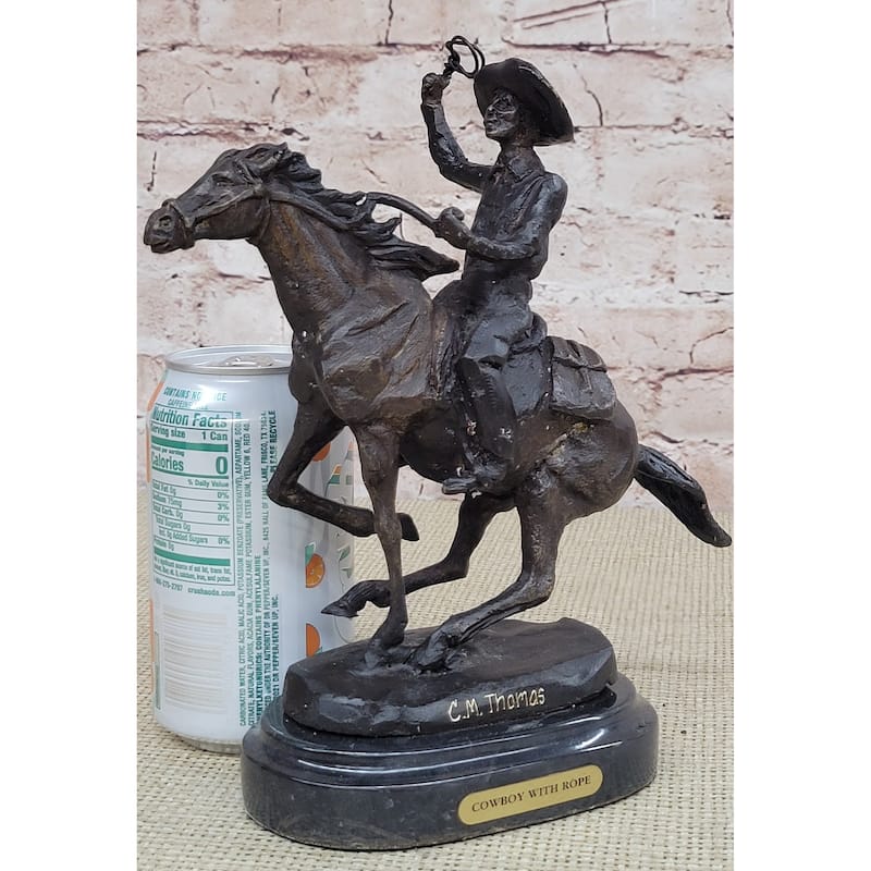 Bronze Metal Statue Sculpture Figure On Marble Base - Ranger Western Cowboy