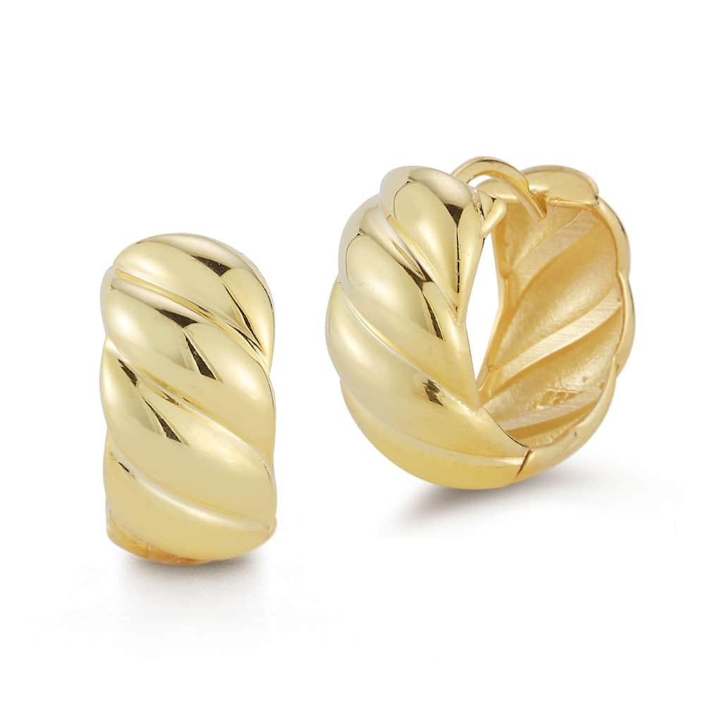 Soleil Sterling Silver Bold Twist Small Hoop Earrings
