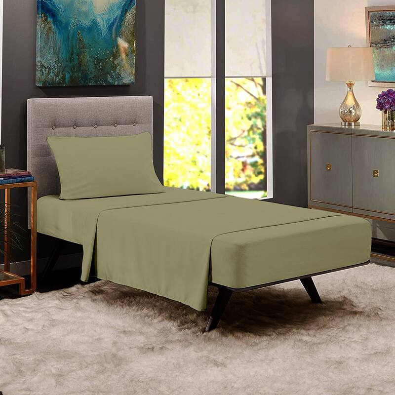 Premium Home Collection Microfiber Soft Cooling Twin Bed Sheet Set - 3 Piece - Sage
