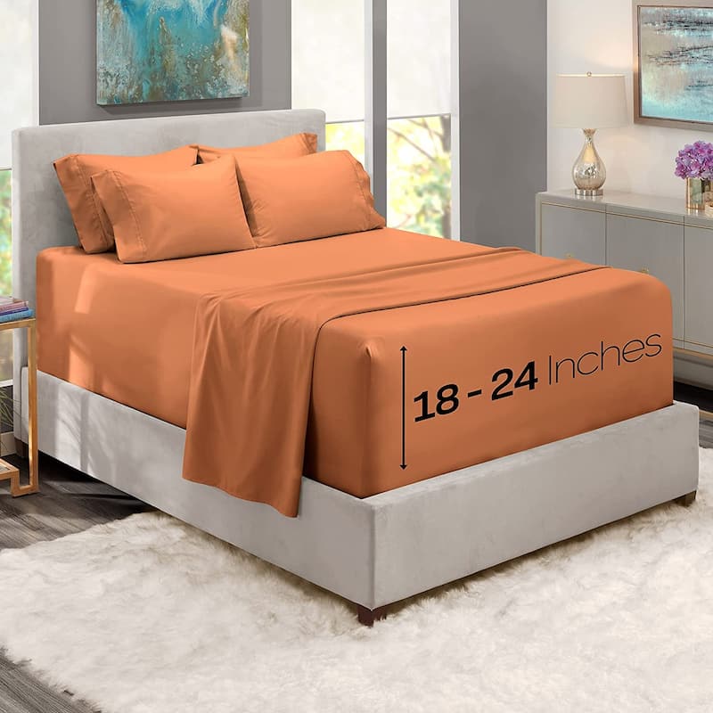 Empyrean Bedding 18"-24" Extra Deep Pocket Sheets Set - Ultra Soft Luxury Bed Sheet Set - Twin XL - Ruby Wine