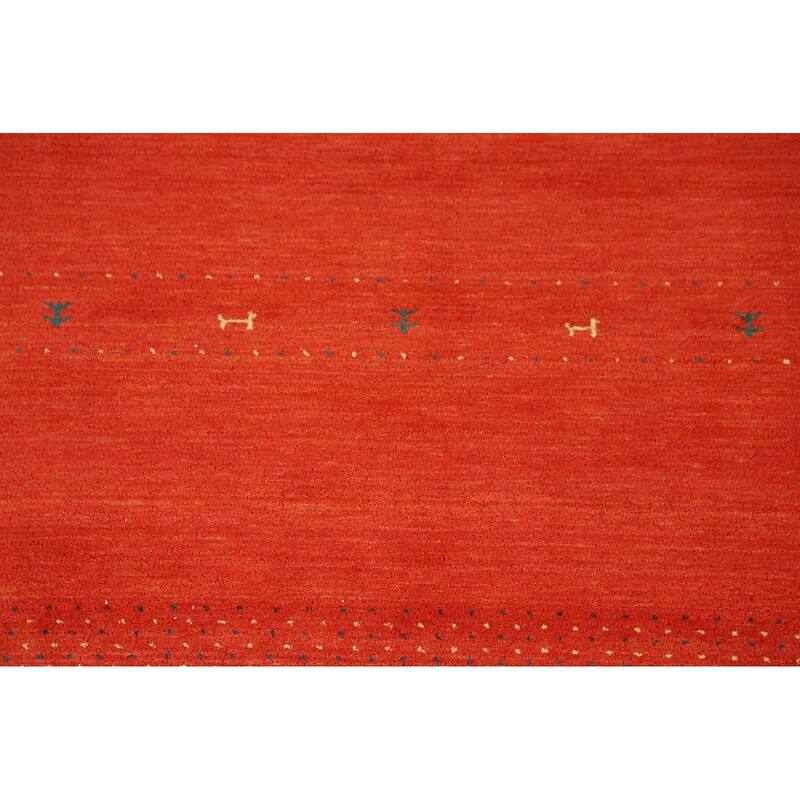 Hand Knotted Oriental 100% Wool Carpet Tribal Tribal Oranges & Rust Gabbeh Area Rug - 9' 9'' X 6' 10''