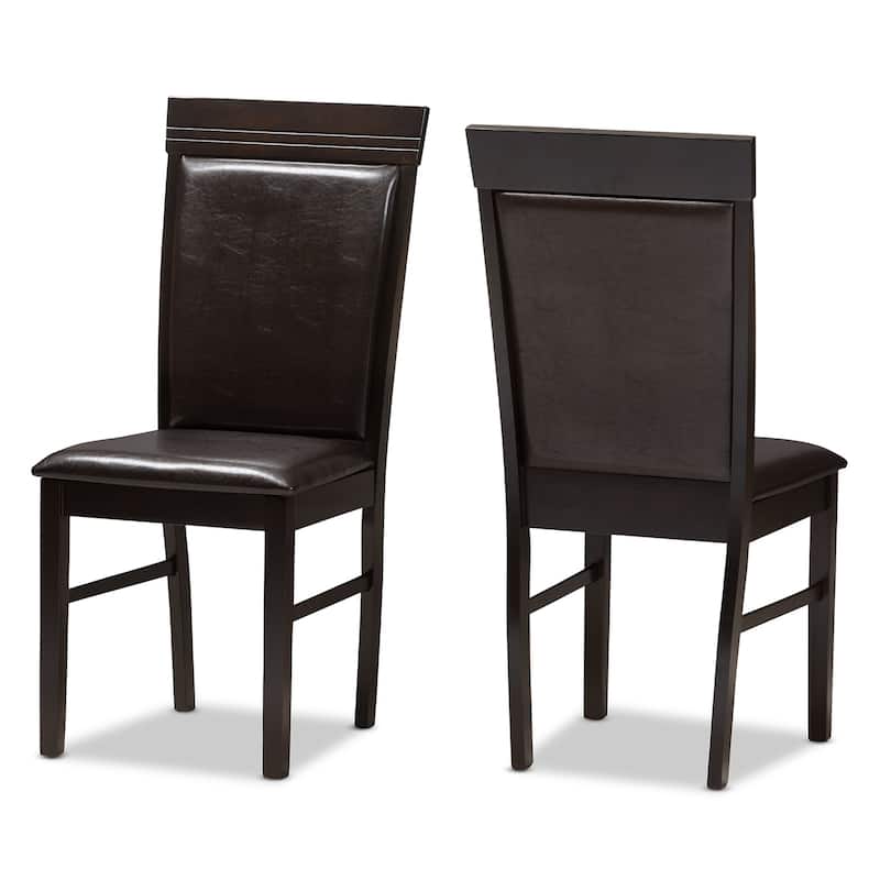 Modern Dark Brown Faux Leather Dining Chairs - Set of 2 - Stylish Armless Design - 38.19