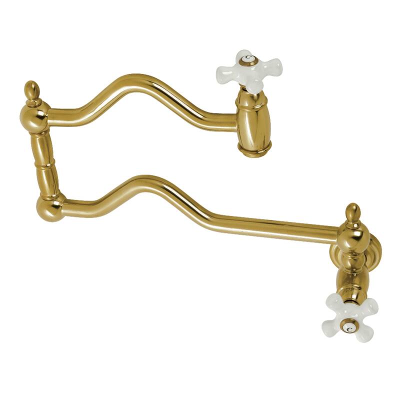 Kingston Brass Heritage Wall Mounted Pot Filler Faucet - Brushed Brass