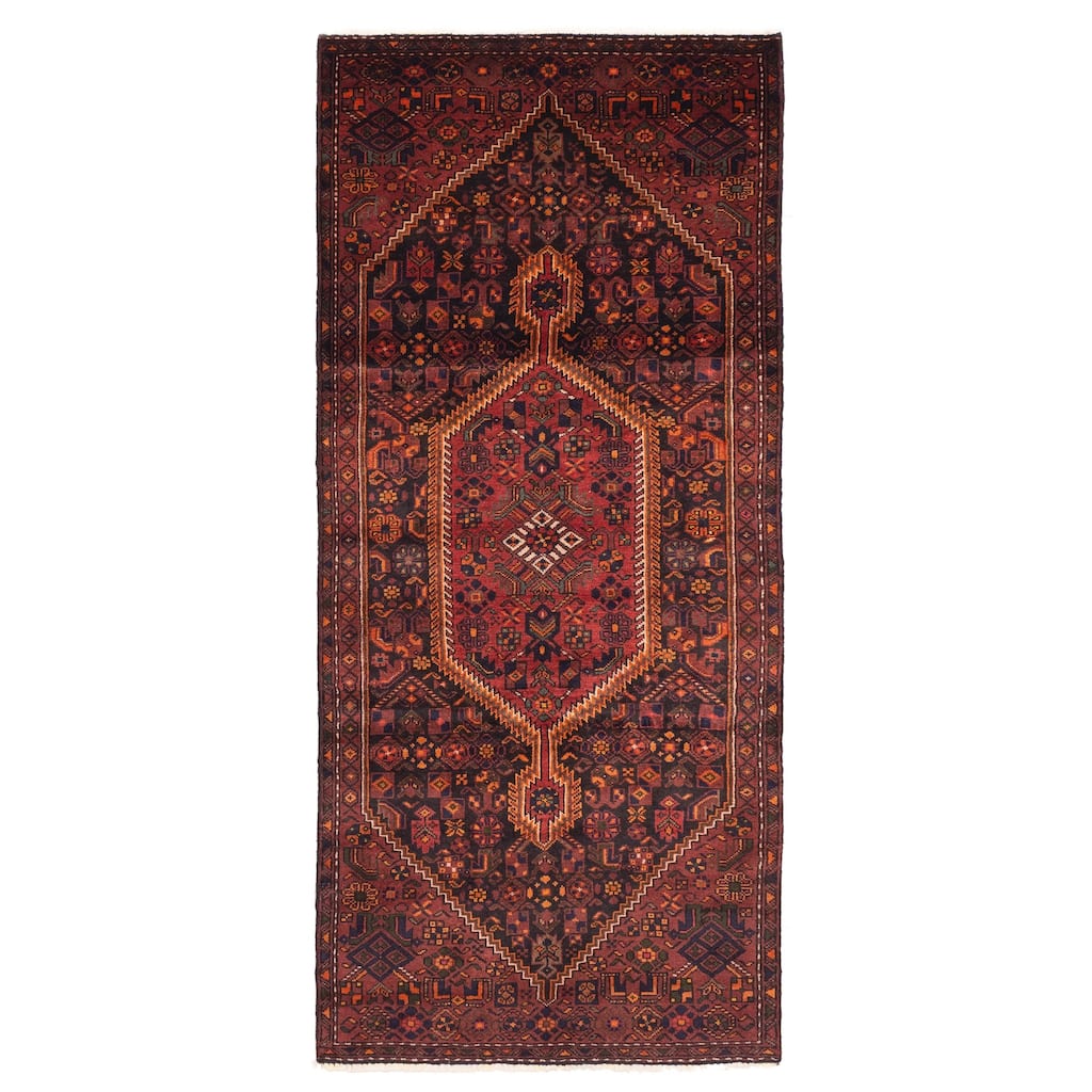 ECARPETGALLERY Hand-knotted Andelz Black, Red Wool Rug - 3'11 x 8'10