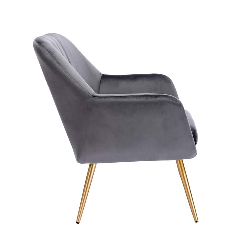Porthos Home Hania Dining Chair, Velvet Upholstery, Gold Chrome Legs