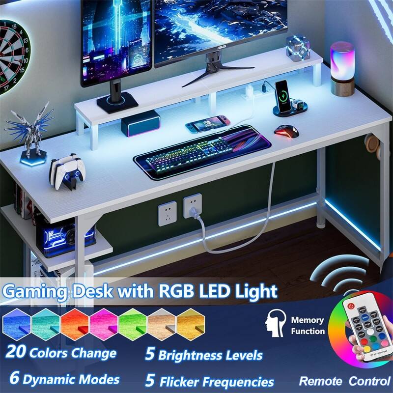 Gaming Desk with Charging Station