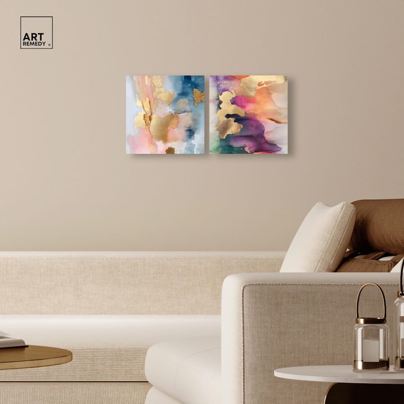 Gold Foil Set Canvas Set of 2 by Art Remedy, Gallery Wrapped