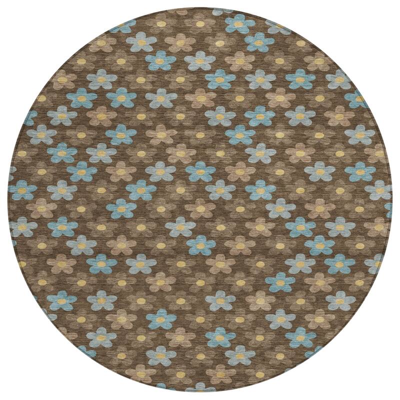 Machine Washable Indoor/ Outdoor Floral Kechi Chantille Rug