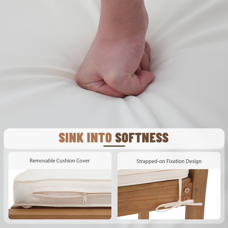 Outdoor Stackable Acacia Wood Dining Chair with Cushion