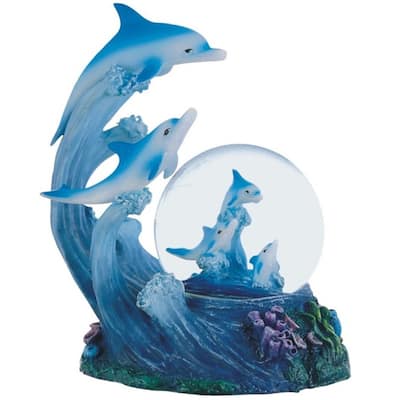 Q-Max 5"H Dolphin Glitter Snow Globe Statue Decoration Figurine