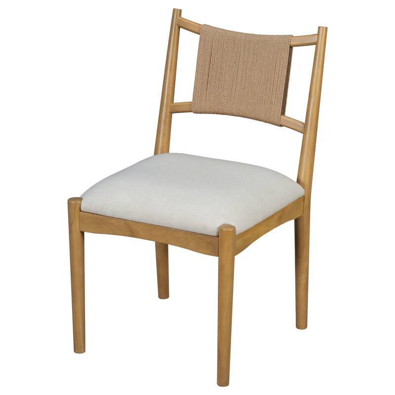 Christopher Knight Home - Mid-Century Set of 2 Upholstered Dining Chair with Woven Paper Rope Back