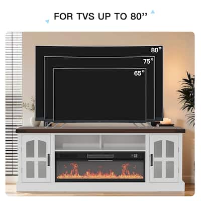 Fireplace TV Stand w/ 36" Electric Fireplace & LED light