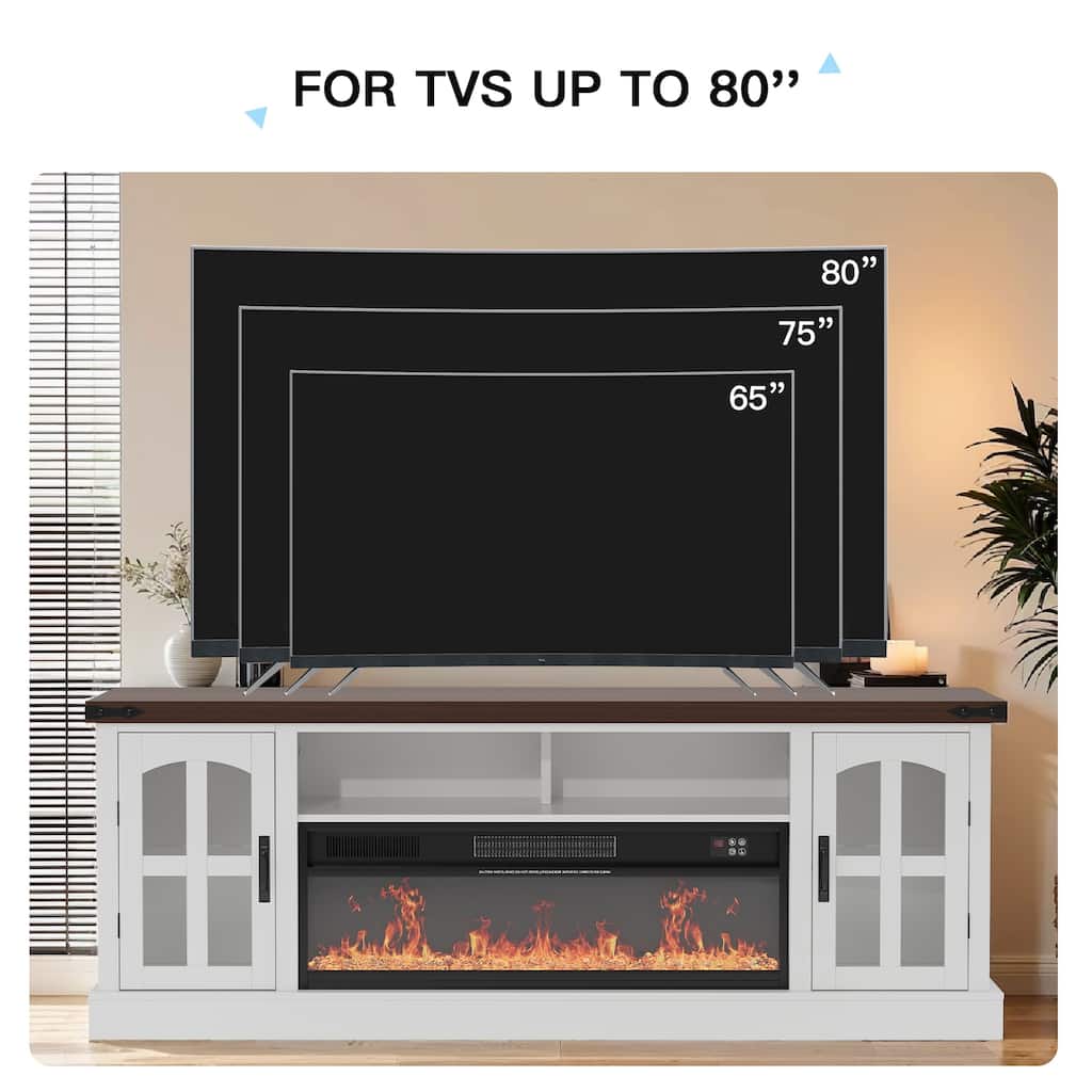 Fireplace TV Stand w/ 36" Electric Fireplace & LED light