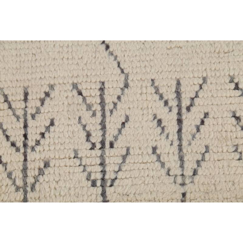 Ivory Moroccan Area Rug Handmade Wool Carpet - 5'11"x 9'4"