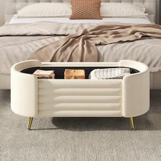 Upholstered Storage Bench End of Bed Bench Entryway Shoe Bench