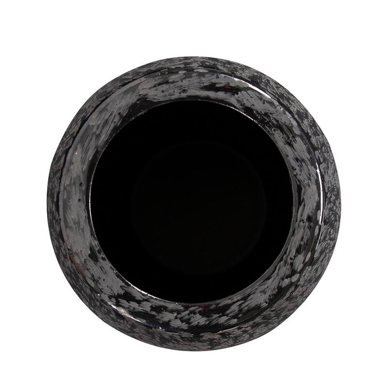 Allan Andrews Chiseled Texture Black Iron Cylinder Vase, Small - 12H x 6W x 6D
