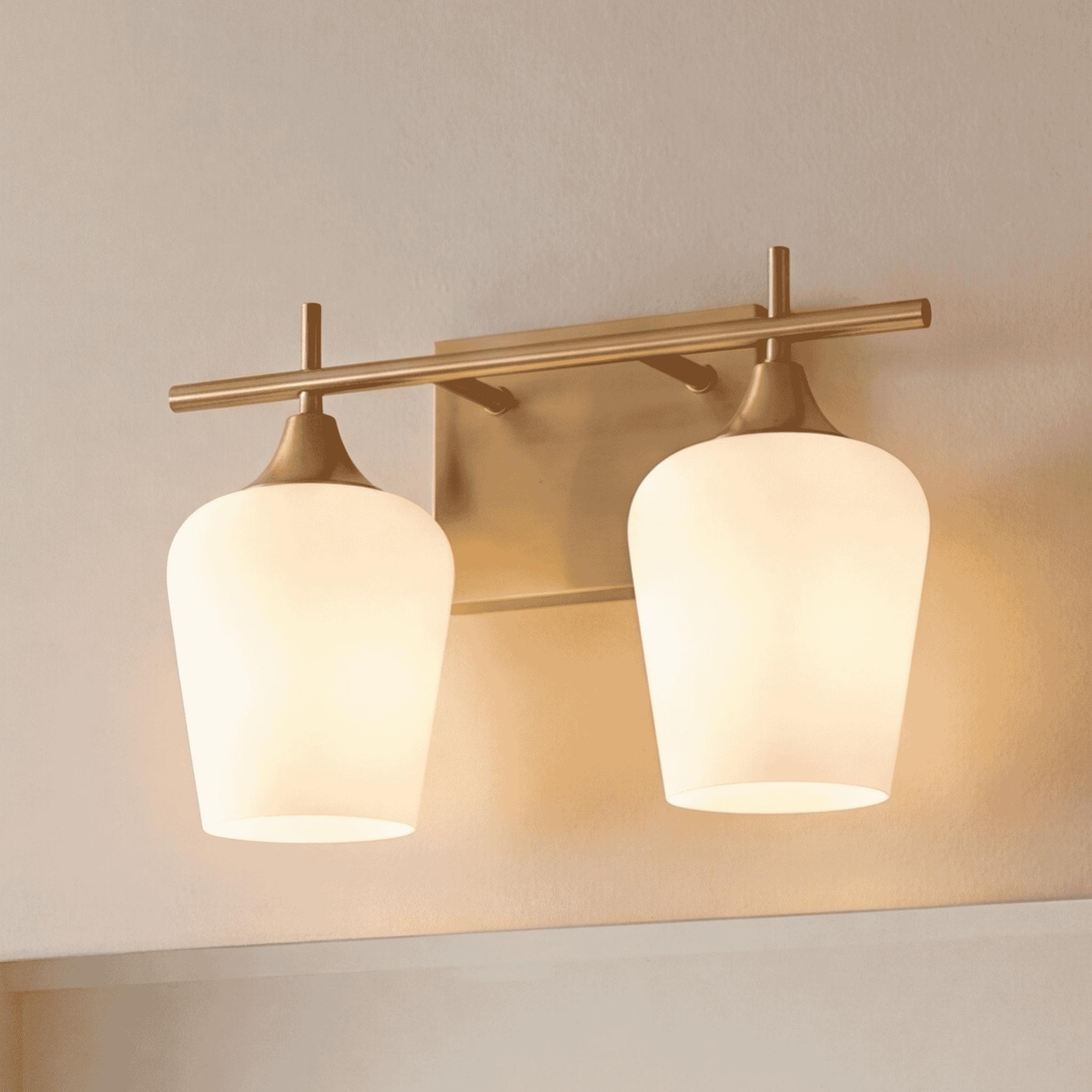 Octave 2-Light Bathroom Vanity Light in Warm Brass
