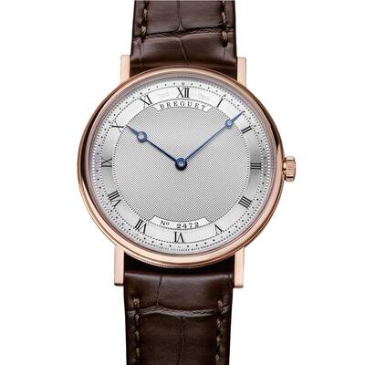 Breguet Classique Gold Automatic Ultra Slim Men's Watch - Brown Croc, Rose Dial